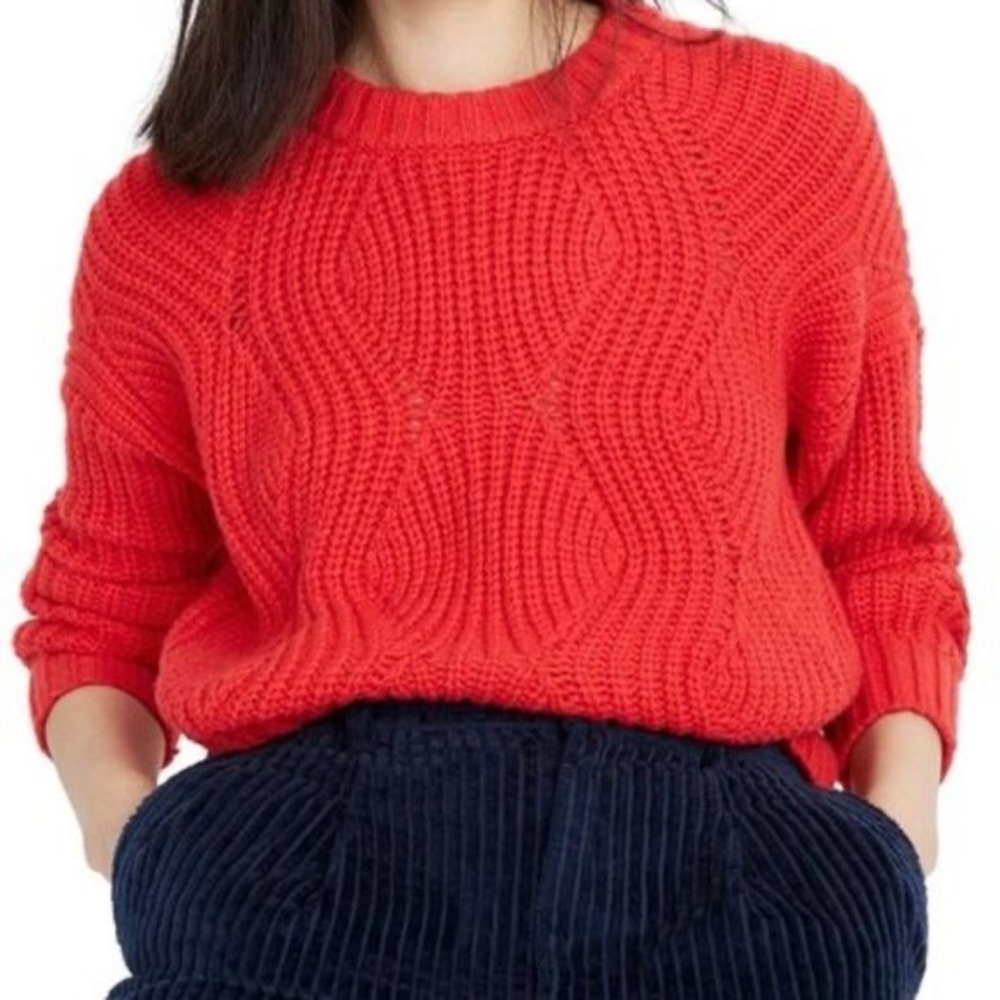 Madewell Everett Rib-Play Cable Knit Sweater